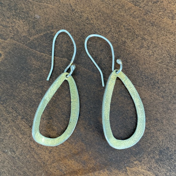 Gold & Silver Loop Dangle Earrings - Picture 2 of 4